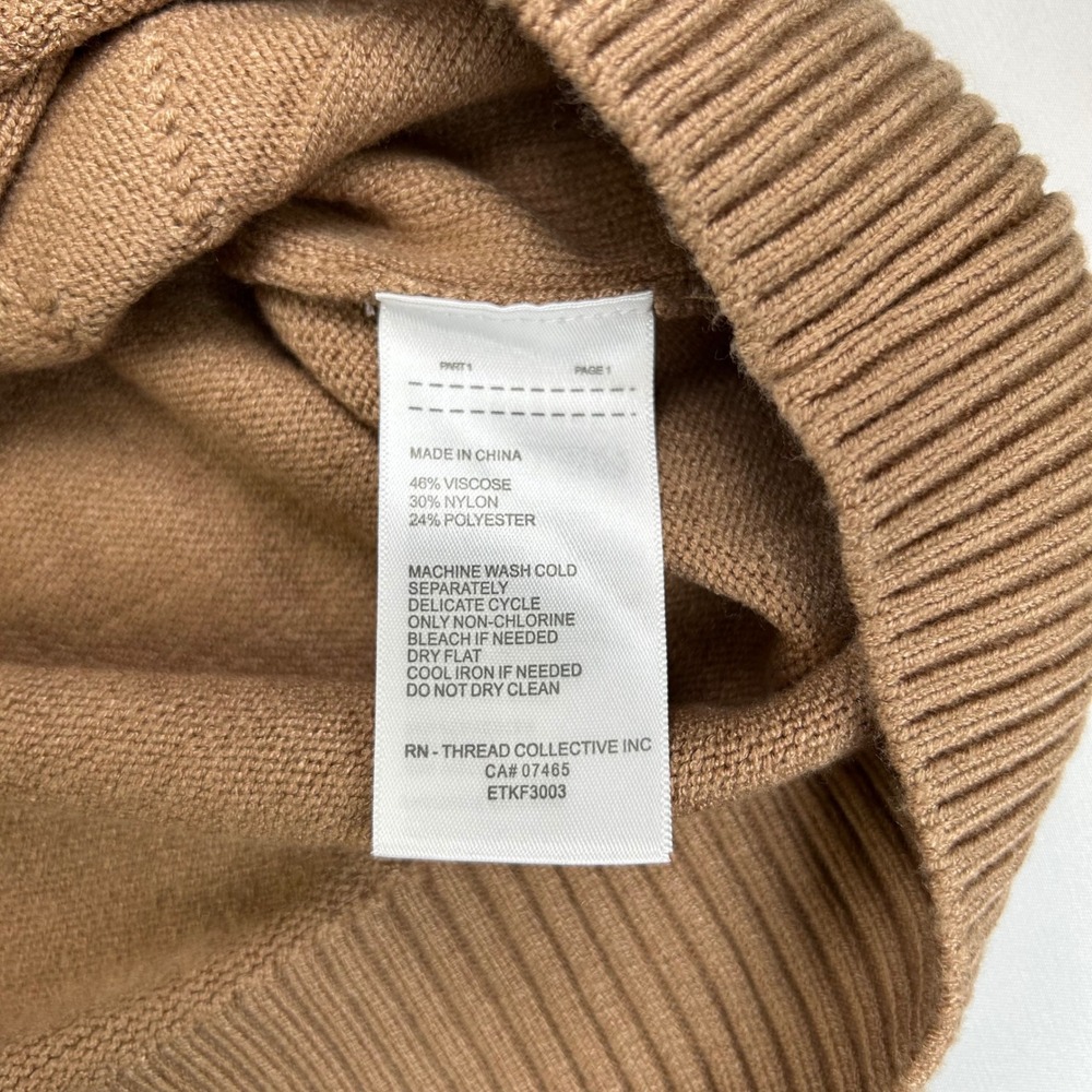 Ellen Tracy Womens Camel Brown Cable Knit Turtleneck Sweater Medium - Picture 7 of 8
